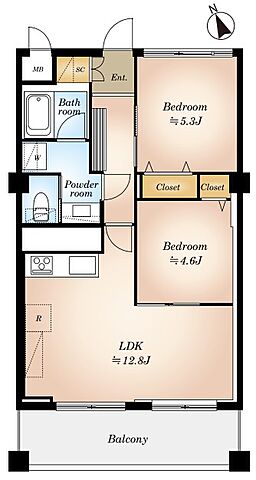 間取り シャルマン築地明石町 7階/-