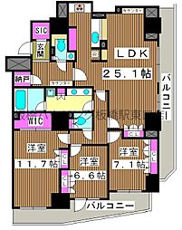 パークアクシス滝野川ラブリーズ 3LDKの間取図画像