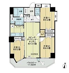 日神パレステージ板橋滝野川 3LDKの間取図画像