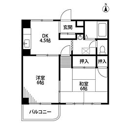LesSta平和台 2DKの間取図画像