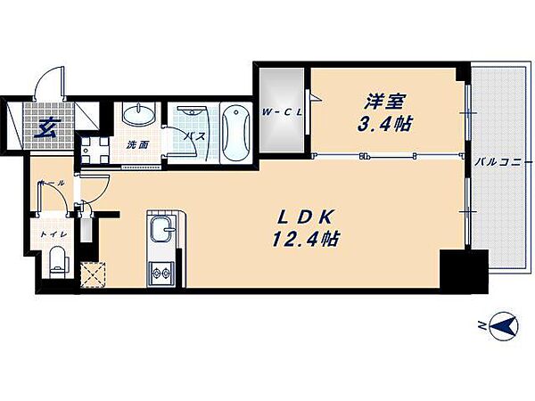 大阪府大阪市西区阿波座1丁目(賃貸マンション1LDK・5階・38.71㎡)の写真 その2