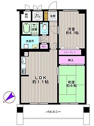 パールハイム東戸塚 2LDKの間取図画像