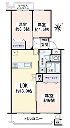 大和代官マンションA 3LDKの間取図画像