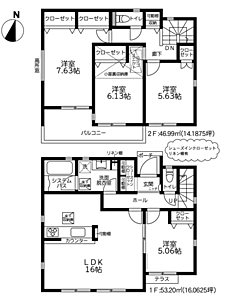 間取り：駐車場完備！（車種による）立地周辺には、生活利便施設が充実♪閑静な住宅街の為、住環境良好♪家具配置しやすい広々リビング♪使い勝手の良い収納スペース多数♪暮らしを彩る設備・仕様も充実な快適住まい♪