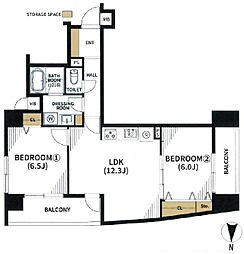 東中野テラス 501 2LDKの間取り