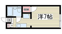 ルシエール平野B棟 1階1Kの間取り