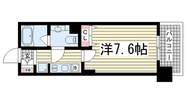 インベスト神戸エアフロント ｜兵庫県神戸市中央区北本町通4丁目(賃貸マンション1K・8階・25.03㎡)の写真 その2