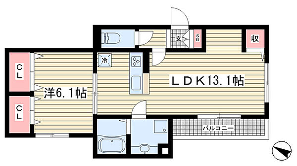 パールノアール相楽園 ｜兵庫県神戸市中央区山本通5丁目(賃貸アパート1LDK・2階・47.14㎡)の写真 その2