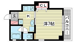 スミエール弐番館 3階1Kの間取り