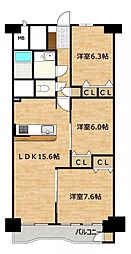 日東サンシャイン青山A棟 3LDKの間取図画像