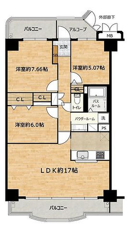 【リフォーム済】間取りです。3LDKの間取りとなっています。