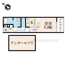 レジーナ野洲 1Kの間取図画像