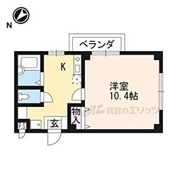 エクセレント中村1号 1Kの間取図画像