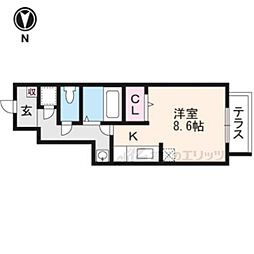 カーサ・パステロ 1Kの間取図画像
