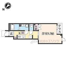 水口町新城新築アパート 1Kの間取図画像