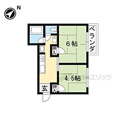 上笠南ハイツ 2Kの間取図画像