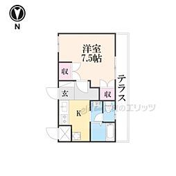 スマイル 1Kの間取図画像