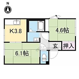モンシェリー 2Kの間取図画像