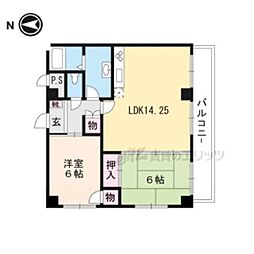 ソシエール大津 4階2LDKの間取り