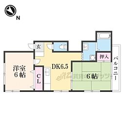 JR東海道・山陽本線 守山駅 徒歩36分の賃貸アパート 1階2DKの間取り