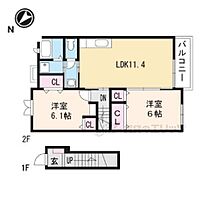 滋賀県東近江市五個荘清水鼻町（賃貸アパート2LDK・2階・57.12㎡） その2