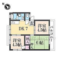 JR東海道・山陽本線 河瀬駅 徒歩4分の賃貸アパート 2階3DKの間取り