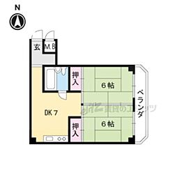 JR東海道・山陽本線 大津駅 徒歩15分の賃貸マンション 5階2DKの間取り