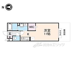 エミネンス御殿道 1階ワンルームの間取り