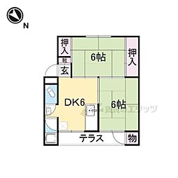 中栄マンション 1階2DKの間取り