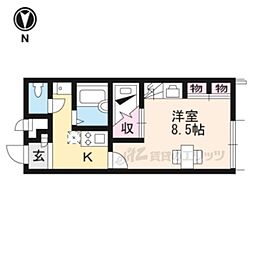 レオパレスシャルマンゾーン照杉 1階1Kの間取り