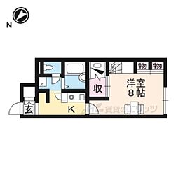 レオパレスＲａｋｕｅｎ 108 1階1Kの間取り