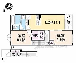 カルムメゾンＫ・III 2階2LDKの間取り