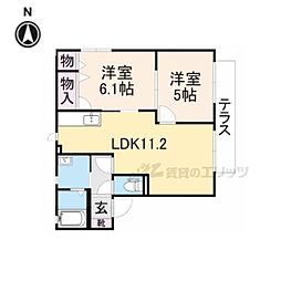近江鉄道近江本線 ひこね芹川駅 徒歩3分の賃貸アパート 1階2LDKの間取り