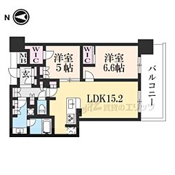 プレミスト大津ステーションレジデンス 10階2LDKの間取り