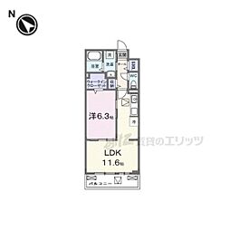 近江鉄道近江本線 八日市駅 3.2kmの賃貸アパート 2階1LDKの間取り