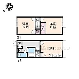レオパレスカトレア 1階2LDKの間取り