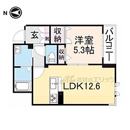 シーズンズ南彦根 3階1LDKの間取り