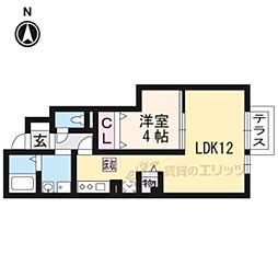京阪石山坂本線 南滋賀駅 徒歩4分の賃貸アパート 1階1LDKの間取り