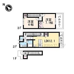 シンシア 2階2LDKの間取り