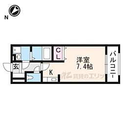 JR東海道・山陽本線 篠原駅 徒歩9分の賃貸アパート 2階ワンルームの間取り