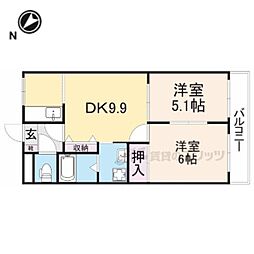 Ｋ’Ｓ　ＳＱＵＡＲＥ 1階2DKの間取り