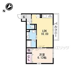 JR東海道・山陽本線 草津駅 徒歩22分の賃貸アパート 3階1LDKの間取り