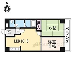 JR湖西線 堅田駅 徒歩19分の賃貸アパート 2階2DKの間取り
