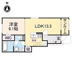 JR東海道・山陽本線 彦根駅 徒歩13分の賃貸アパート 1階1LDKの間取り