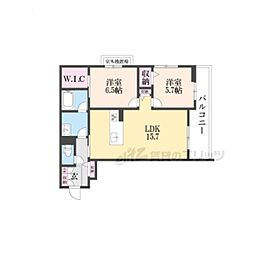新清館III 2LDKの間取図画像