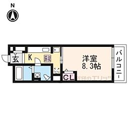 JR湖西線 堅田駅 徒歩15分の賃貸アパート 1階1Kの間取り