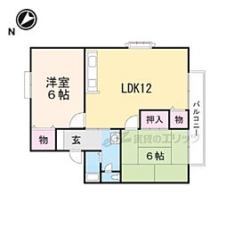 リヴェールI 1階2LDKの間取り