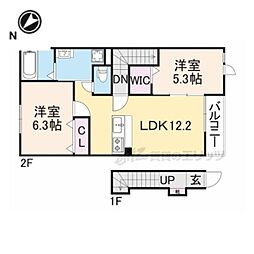 サザンクロス 2階2LDKの間取り