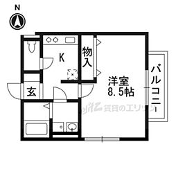 パークハイム 2階1Kの間取り