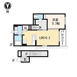 JR東海道・山陽本線 安土駅 徒歩9分の賃貸アパート 2階1LDKの間取り